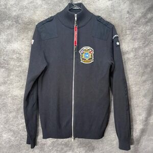 Red Canoe Canada Upper Great Lakes Fleet Full Zip Sweater Jacket Men's M Navy